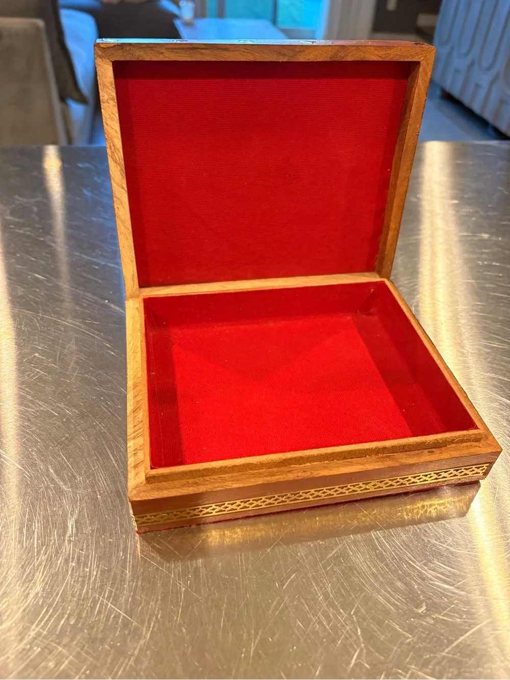 Handcrafted Wooden Elephant Keepsake Box Purchased in Indiana
